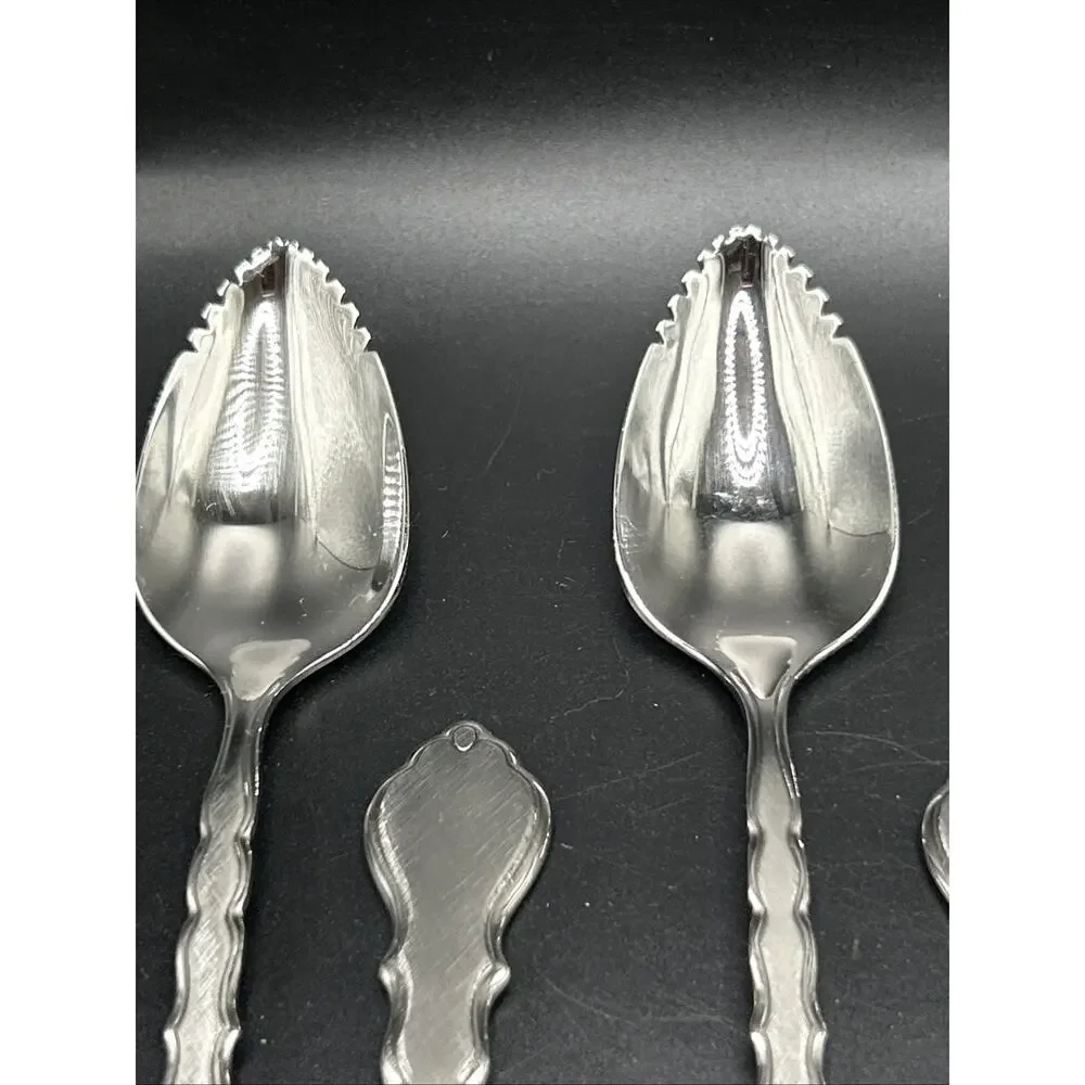 Oneida Community Cello Stainless Flatware Lot 8 Grapefruit Spoons brushed finish